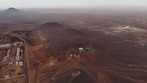 Panoramic view of a settlement in Mauritania. settlement in Mauritania. Settl Stock Footage 137287841
