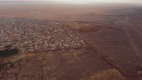 Panoramic view of a settlement in Mauritania. settlement in Mauritania. Settl Stock Footage 137287956