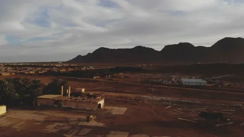 Panoramic view of a settlement in Mauritania. settlement in Mauritania. Settl Stock Footage 137289005