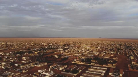 Panoramic view of a settlement in Mauritania. settlement in Mauritania. Settl Stock Footage 137289052