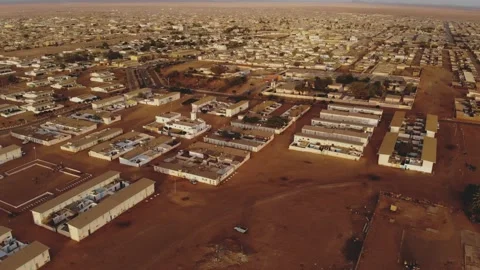 Panoramic view of a settlement in Mauritania. settlement in Mauritania. Settl Stock Footage 137289067