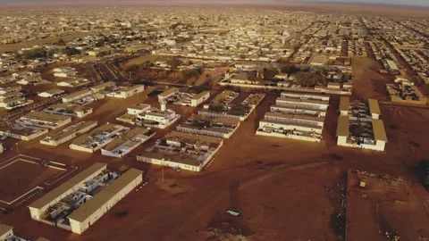 Panoramic view of a settlement in Mauritania. settlement in Mauritania. Settl Stock Footage 137289080