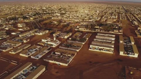 Panoramic view of a settlement in Mauritania. settlement in Mauritania. Settl Stock Footage 137289089