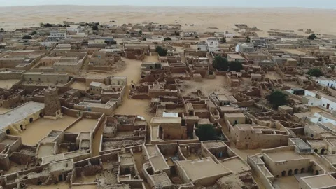 Panoramic view of a settlement in Mauritania. settlement in Mauritania. Settl Stock Footage 137492552