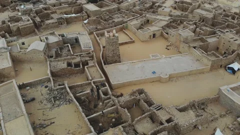 Panoramic view of a settlement in Mauritania. settlement in Mauritania. Settl Stock Footage 137492641