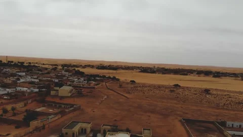 Panoramic view of a settlement in Mauritania. settlement in Mauritania. Settl Stock Footage 137492759