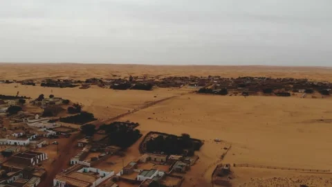 Panoramic view of a settlement in Mauritania. settlement in Mauritania. Settl Stock Footage 137492876