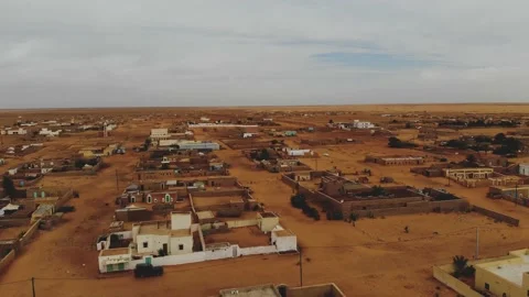 Panoramic view of a settlement in Mauritania. settlement in Mauritania. Settl Stock Footage 137493727