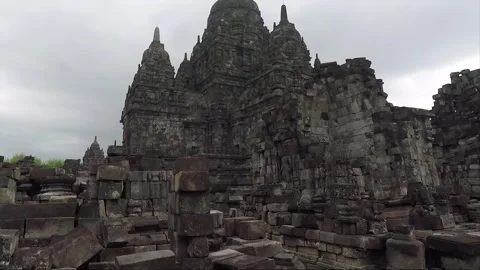 Panoramic View of Sewu Main Temple, Perwara Temples, Buddhist Stupas, Indonesia Stock Footage 285230844