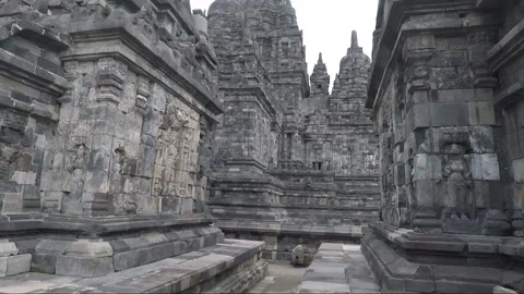 Panoramic View of Sewu Main Temple, Perwara Temples, Buddhist Stupas, Indonesia Stock Footage 285231030
