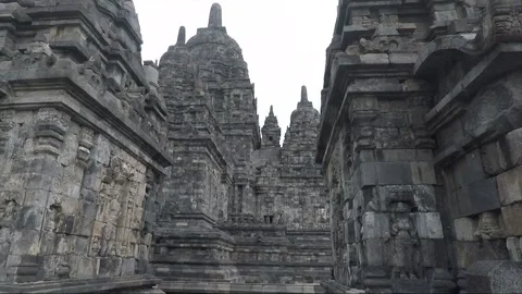 Panoramic View of Sewu Main Temple, Perwara Temples, Buddhist Stupas, Indonesia Stock Footage 285231462
