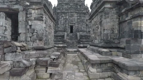 Panoramic View of Sewu Main Temple, Perwara Temples, Buddhist Stupas, Indonesia Stock Footage 285239658