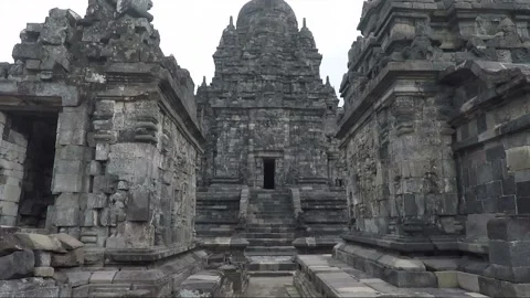 Panoramic View of Sewu Main Temple, Perwara Temples, Buddhist Stupas, Indonesia Stock Footage 285239768
