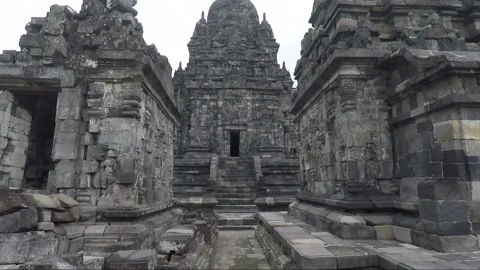 Panoramic View of Sewu Main Temple, Perwara Temples, Buddhist Stupas, Indonesia Stock Footage 285239770