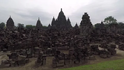Panoramic View, Sewu Temple Compound, Java, Indonesia Stock Footage 284143759