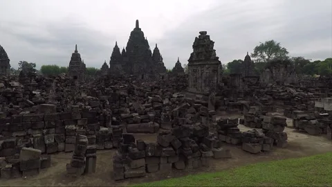 Panoramic View, Sewu Temple Compound, Java, Indonesia Stock Footage 284146339