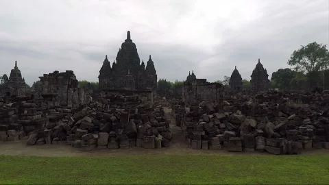 Panoramic View, Sewu Temple Compound, Java, Indonesia Stock Footage 284527492