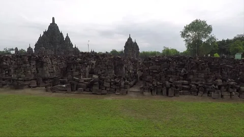Panoramic View, Sewu Temple Compound, Java, Indonesia Stock Footage 284553329