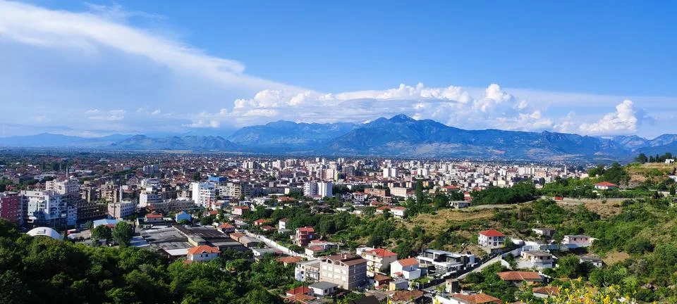 Panoramic view of Shkoder, Albania Stock Photos