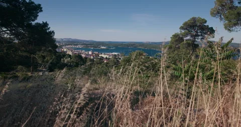 Panoramic view of Sibenik bay and coastline Croatia Video stock 336255243