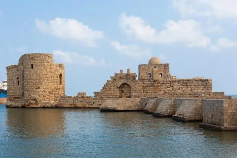 Panoramic view of the Sidon Sea Castle in Lebanon Foto stock
