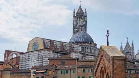 Panoramic view of the Siena with Duomo cathedral in Tuscany, Italy Stock Footage 345150556