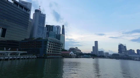 Panoramic view of Singapore skyline over Marina Bay with vanilla sky after Stock-Footage 102643053