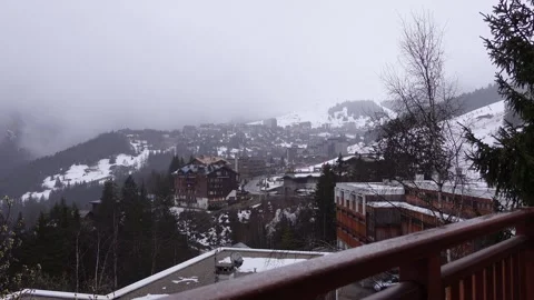 Panoramic view of the ski resort of Courchevel, France Stock Footage 308235757