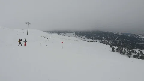 Panoramic view of ski resort Stock Footage 123413726