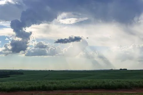 Panoramic view of the sky and fields Stock Photos