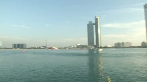 Panoramic view of the skyline of Abu Dhabi  Stock Footage 43316547
