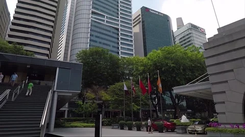 Panoramic View, Skyscrapers, Clifford Pier, Marina Bay, Downtown Core, Singapore Stock-Footage 335103190
