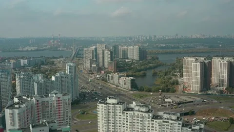 Panoramic view of the sleeping areas of Kyiv. Stock Footage 228417097