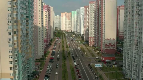Panoramic view of the sleeping areas of Kyiv. Stock Footage 228417482