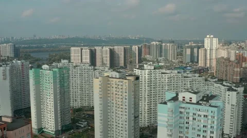 Panoramic view of the sleeping areas of Kyiv. Stock Footage 228420883