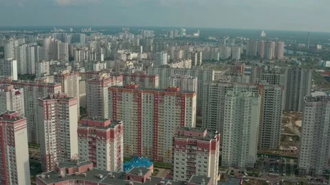 Panoramic view of the sleeping areas of Kyiv. Stock Footage 228421006