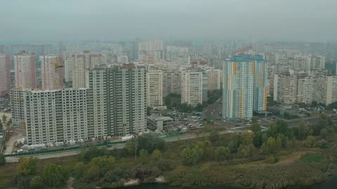 Panoramic view of the sleeping areas of Kyiv. Stock Footage 228421935