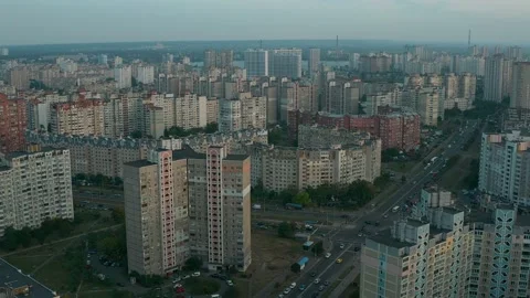 Panoramic view of the sleeping areas of Kyiv. Stock Footage 228422253
