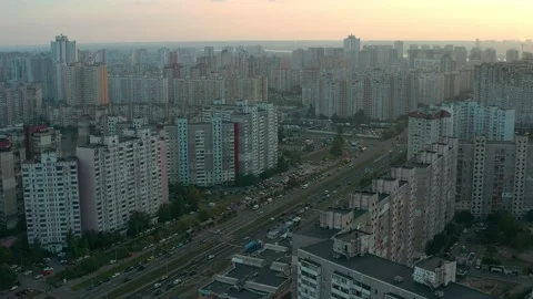 Panoramic view of the sleeping areas of Kyiv. Stock Footage 228422286
