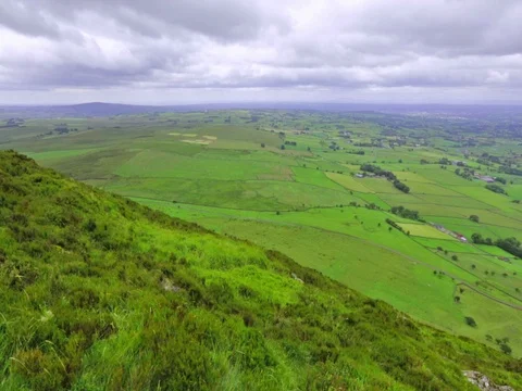 Panoramic view from Slemish Mountain, County Antrim, Northern Ireland, UK Stock Footage 77757261