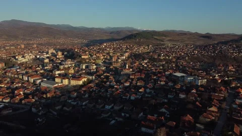 Panoramic view of a small Balkan town Stock Footage 170960147