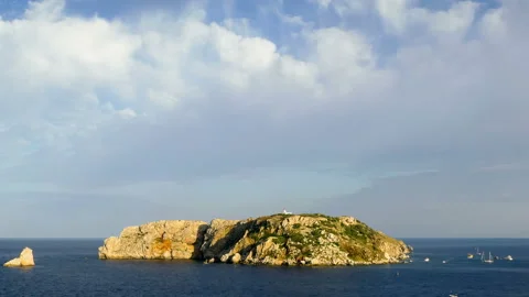 Panoramic view of the small island at sunset. Stock Footage 99085610