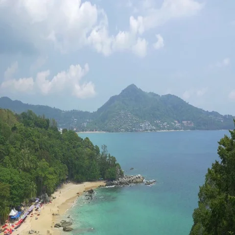 Panoramic view of small sandy beach at the Phuket island, Thailand Stock Footage 69543860