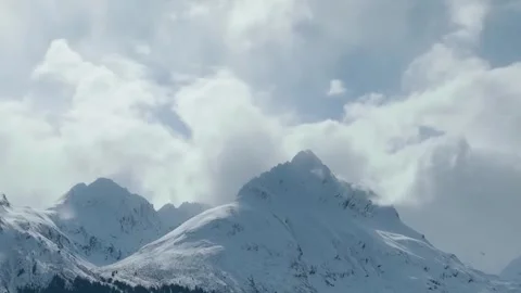 Panoramic View of Snow Covered Alps Mountains Near Serre Chevalier Resort France Stock Footage 339316525