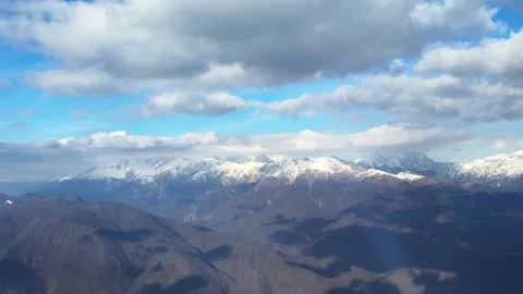 Panoramic view of the snow-covered mountains Stock Footage 298183117