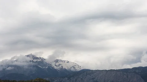Panoramic view of snow mountains before storm. Turkey, Central Taurus Mountains Stock Footage 50352432