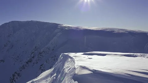 Panoramic view of snowy winter alps mountains in beautiful sunny day Stock Footage 263350414