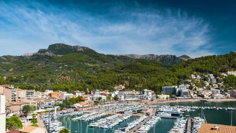 Panoramic view of SOLLER in the island of MAJORCA (MALLORCA in Spanish). Stock Footage 223343874