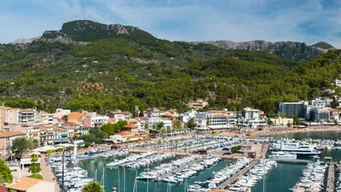 Panoramic view of SOLLER in the island of MAJORCA (MALLORCA in Spanish). Stock Footage 223381206
