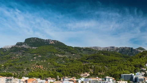 Panoramic view of SOLLER in the island of MAJORCA (MALLORCA in Spanish). Stock Footage 223381517